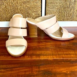 Solsana Leather Strappy Slip On Sandal Heels Size 40